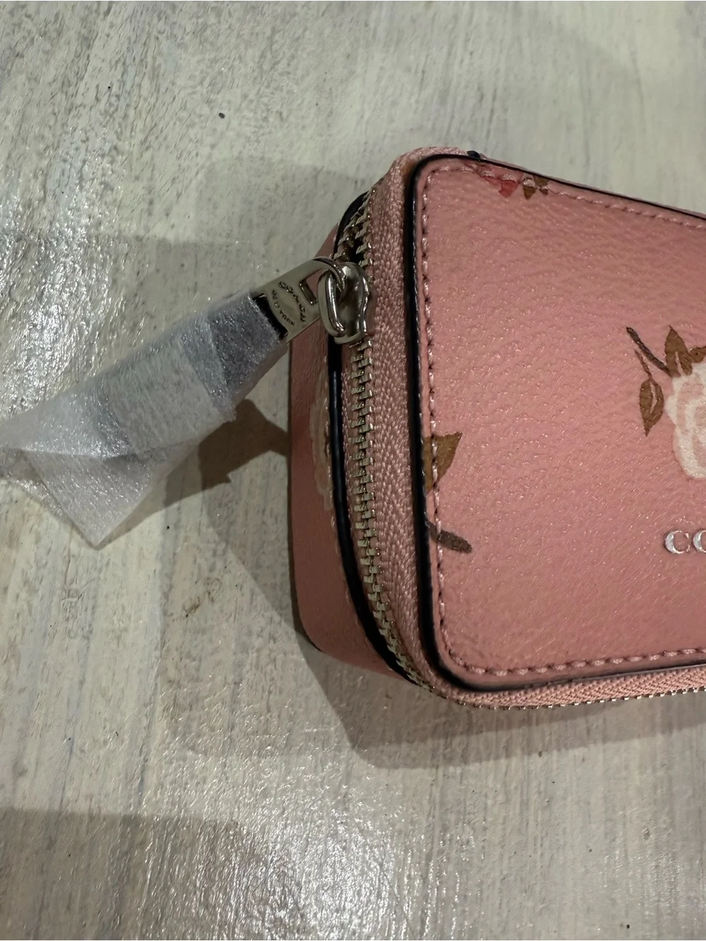 COACH Pink Floral Leather Zip Pill Case - Picture 2 of 9